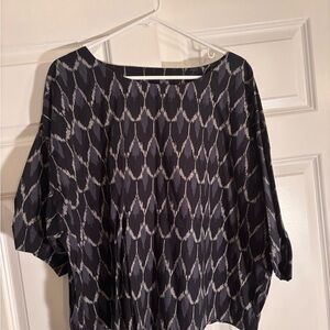 J. Jill Black Blue and Gray Patterned Blouse